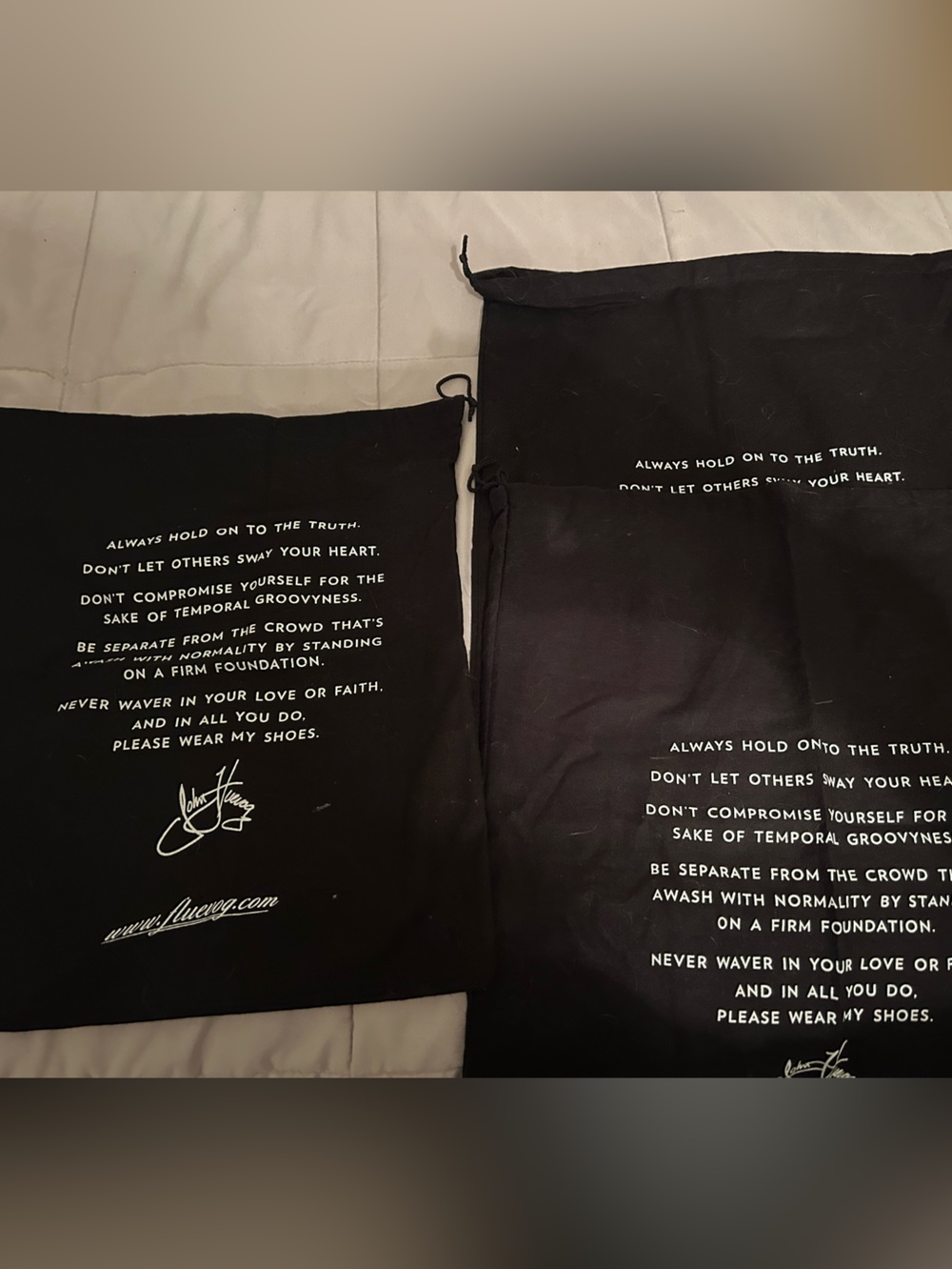 John Fluevog dust bags- three